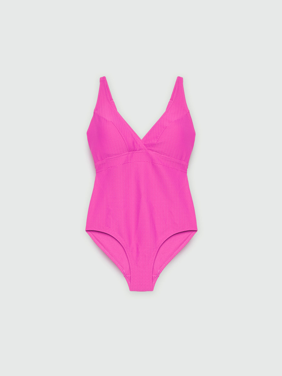 3D effect chevron design one-piece swimsuit