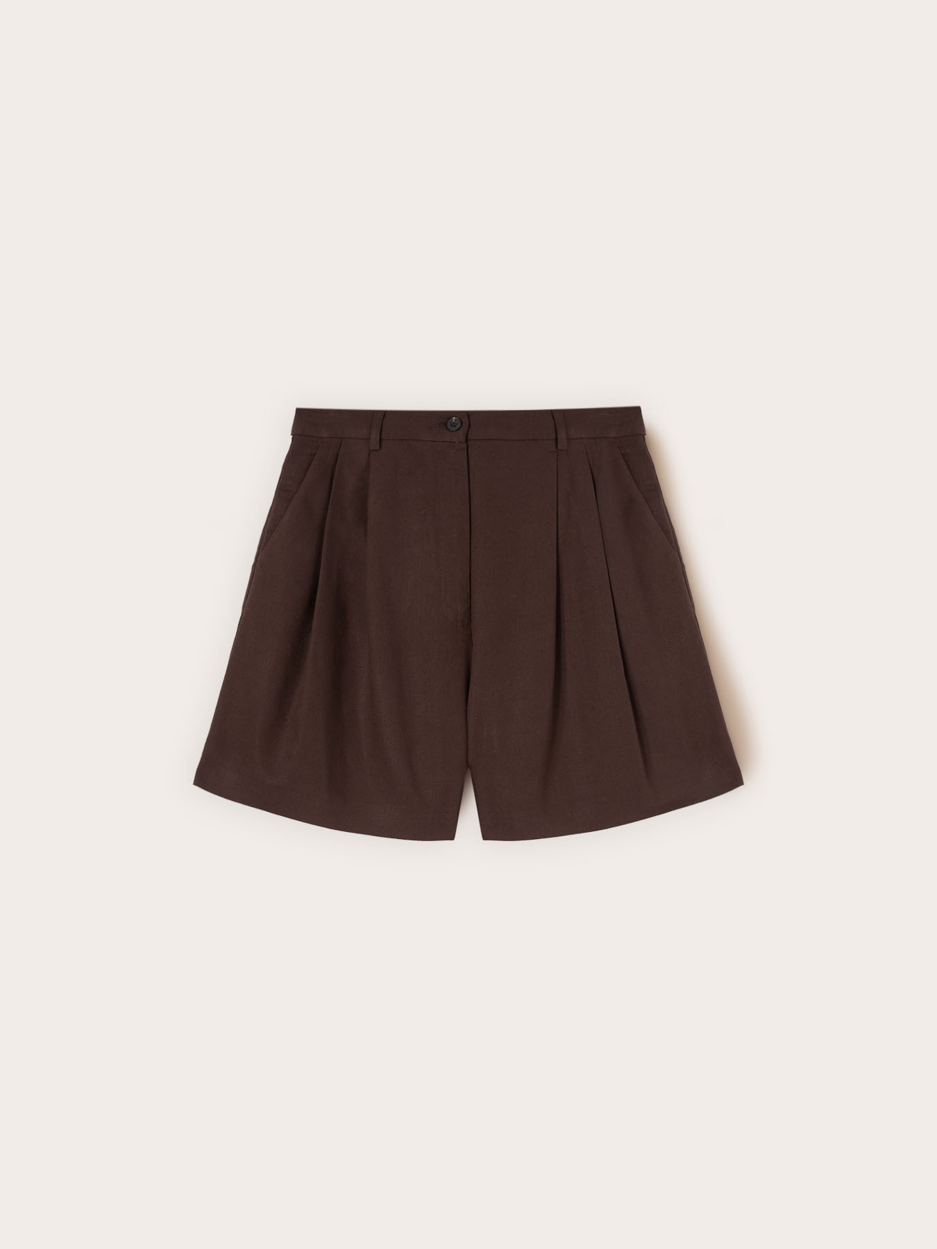 High-waisted linen blend shorts with pleats image number 4
