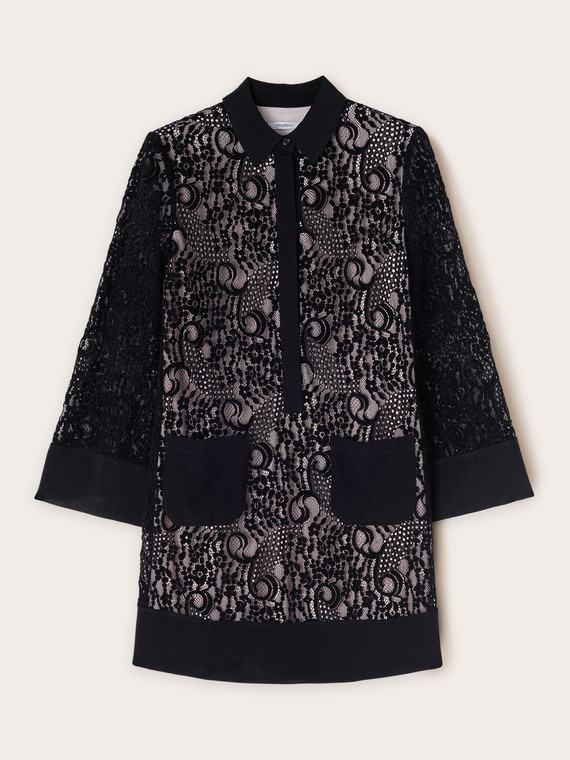Macramé lace chemisier dress