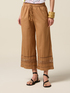 Pantaloni din muselină cu inserție de dantelă image number 3