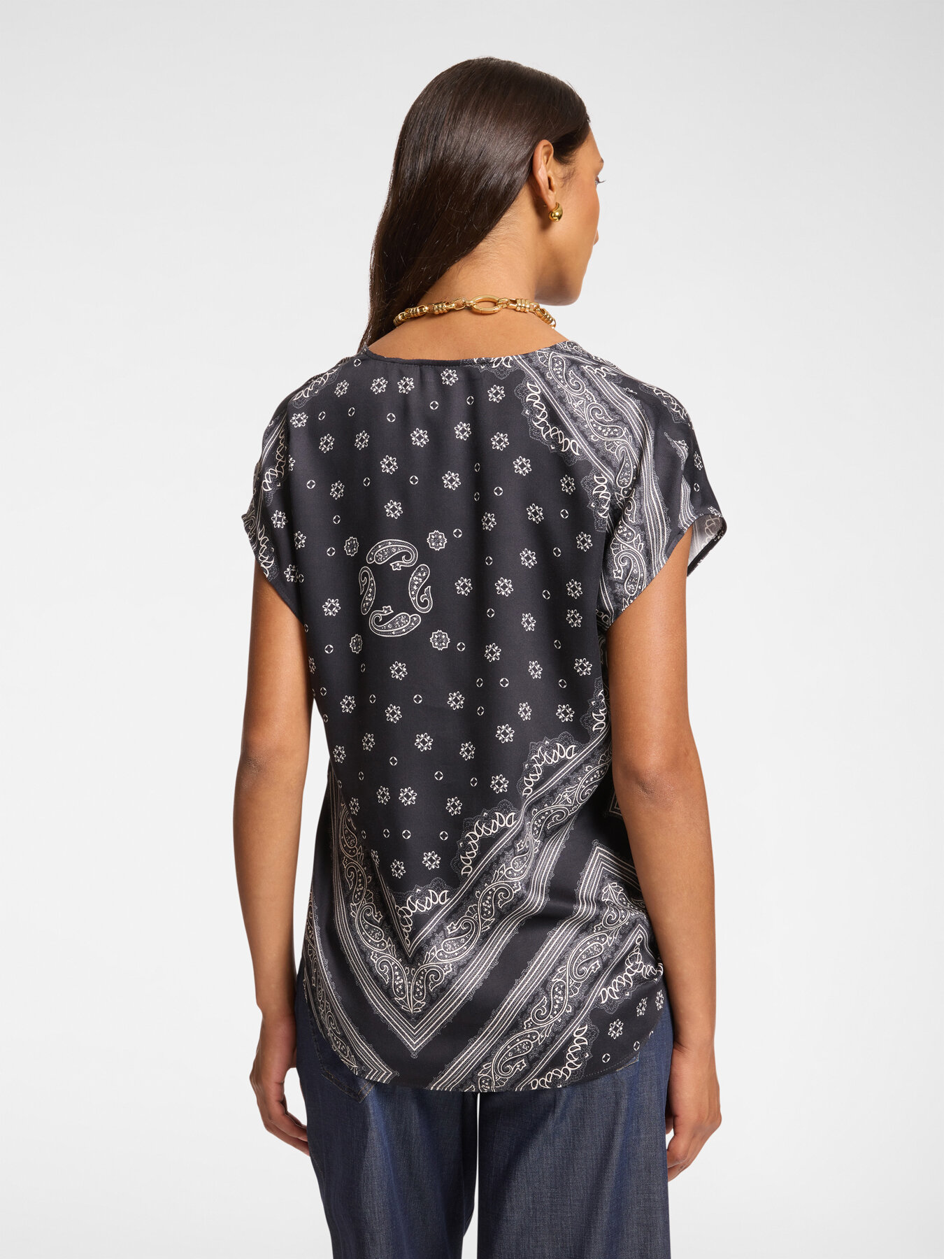 Bluse mit Schal-Print image number 1