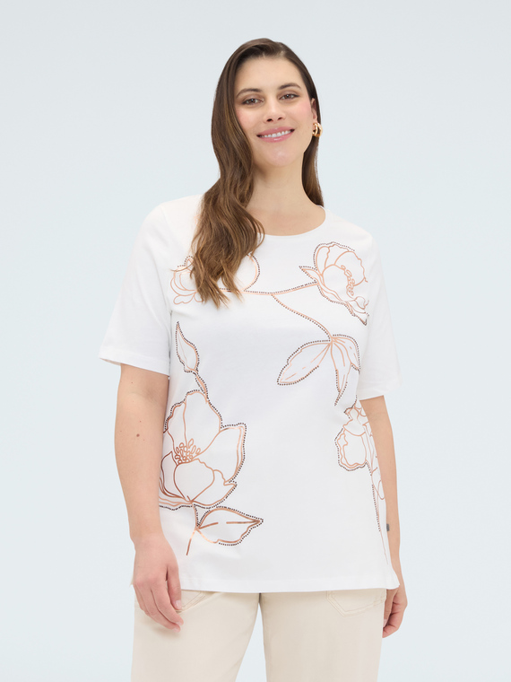 T-shirt in cotone con stampa floreale
