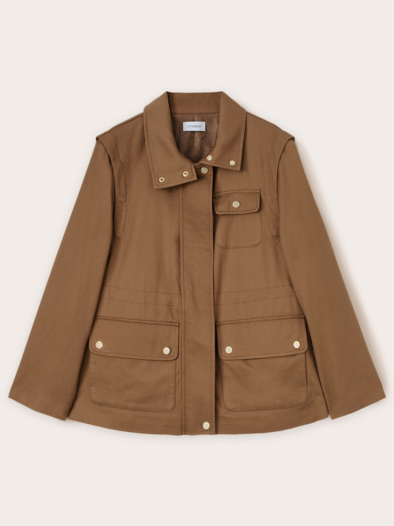 Lyocell blend parka with removable sleeves