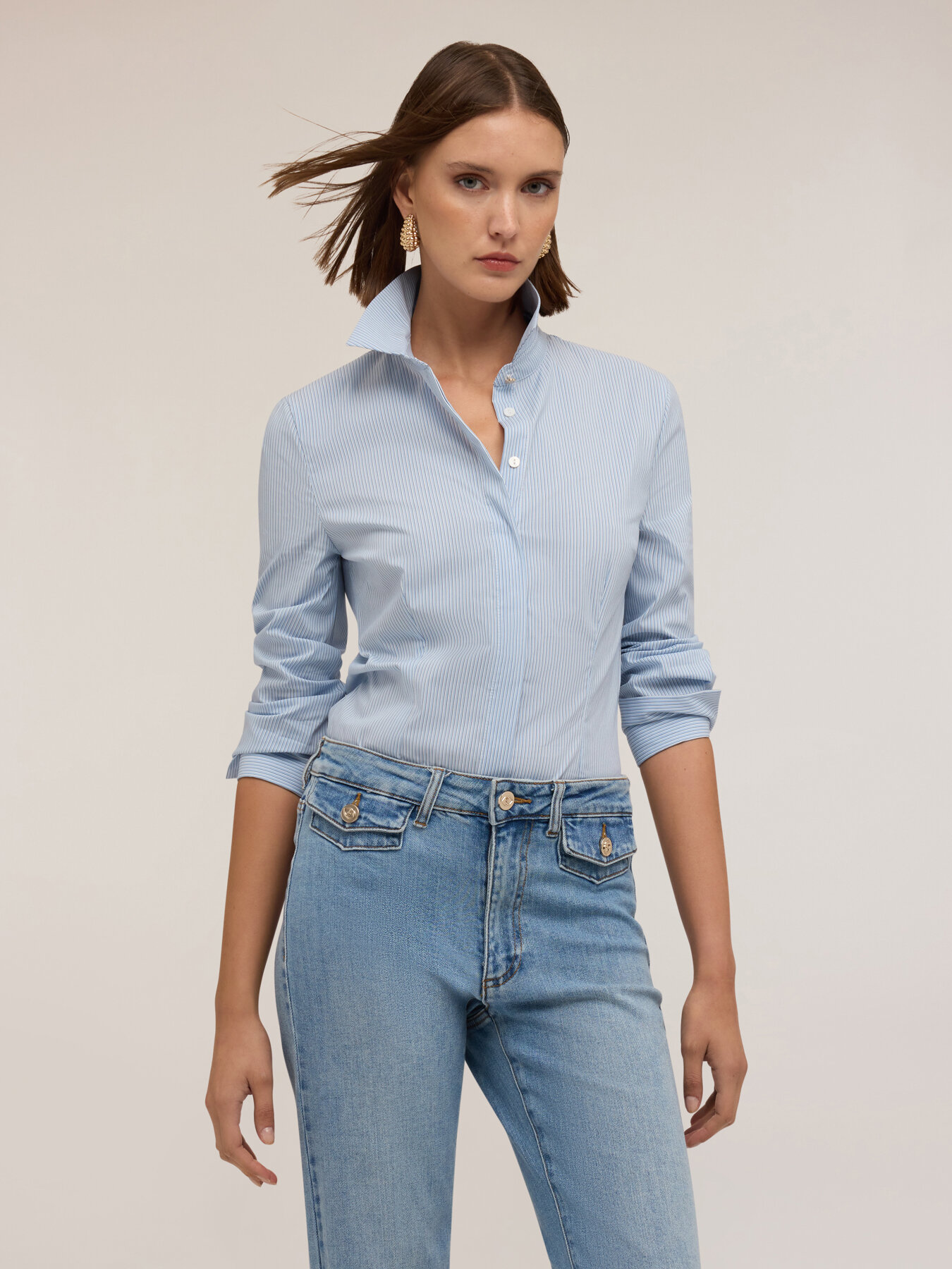 Chemise en popeline rayée image number 2