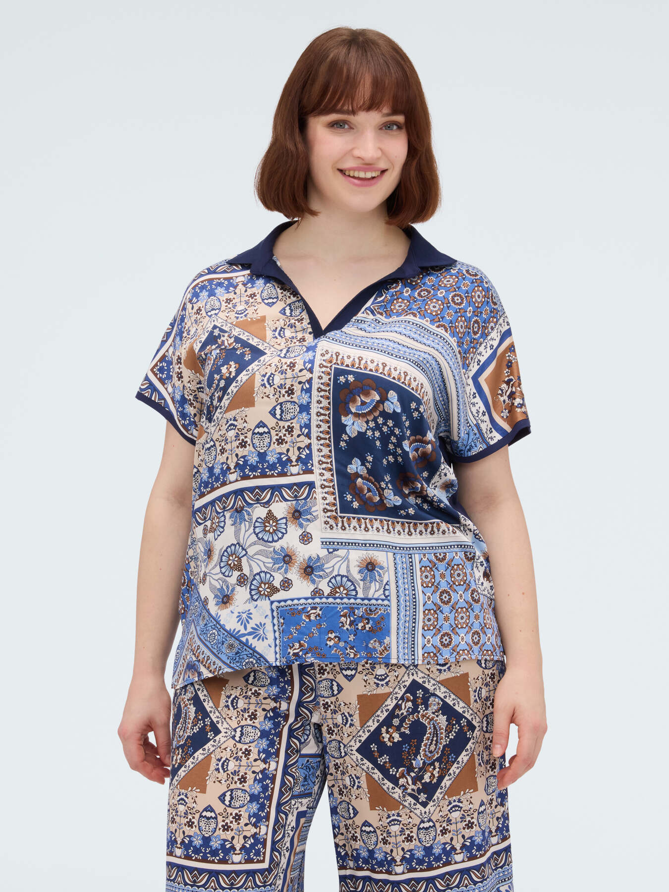 Bi-material t-shirt in viscose blend image number 0