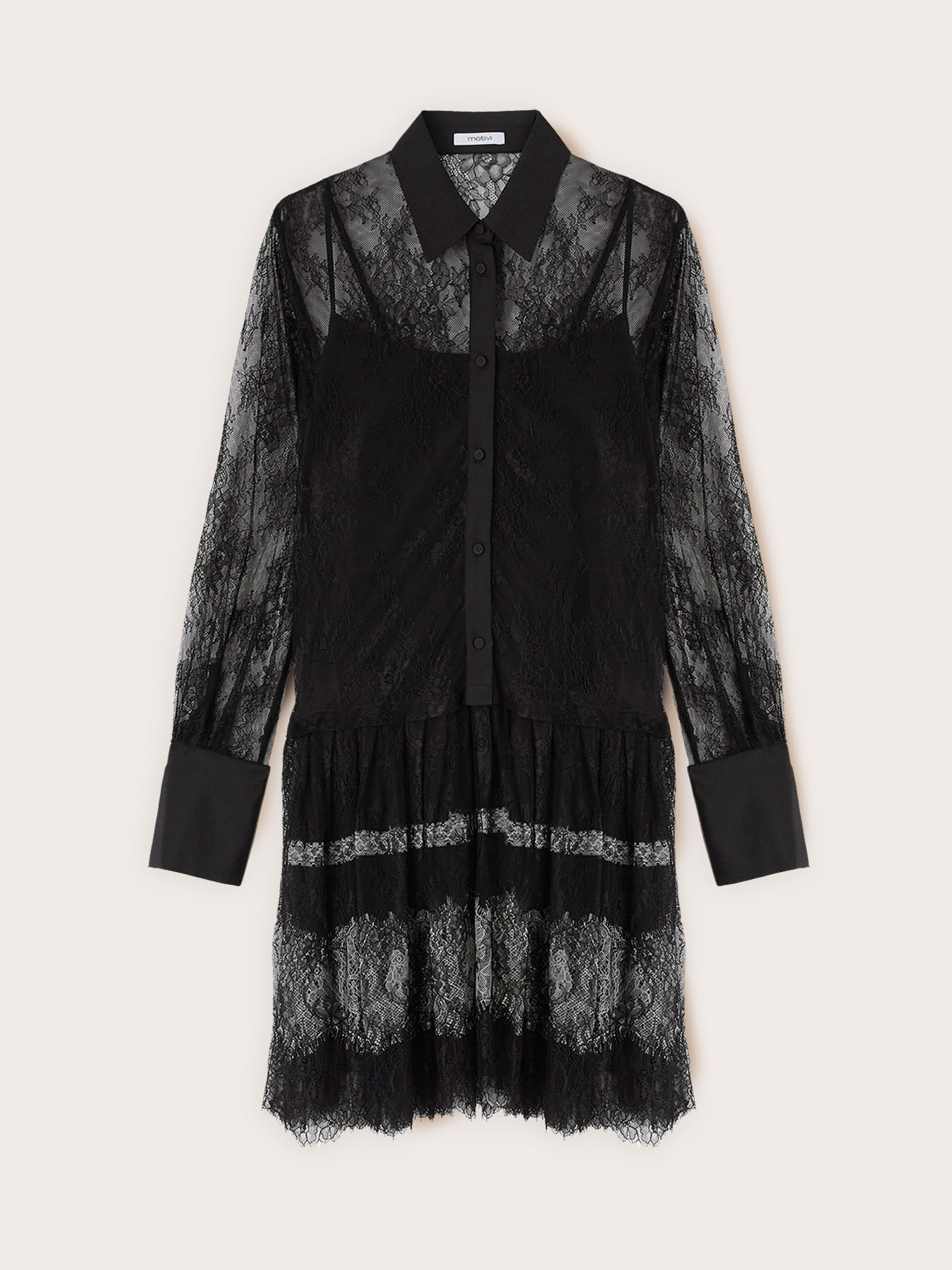 Lace shirtdress with ruffles image number 4