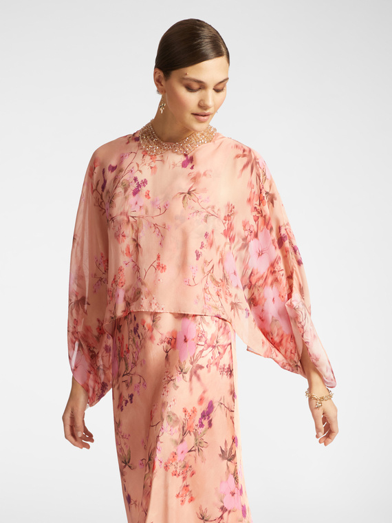 Estola larga em georgette estampado
