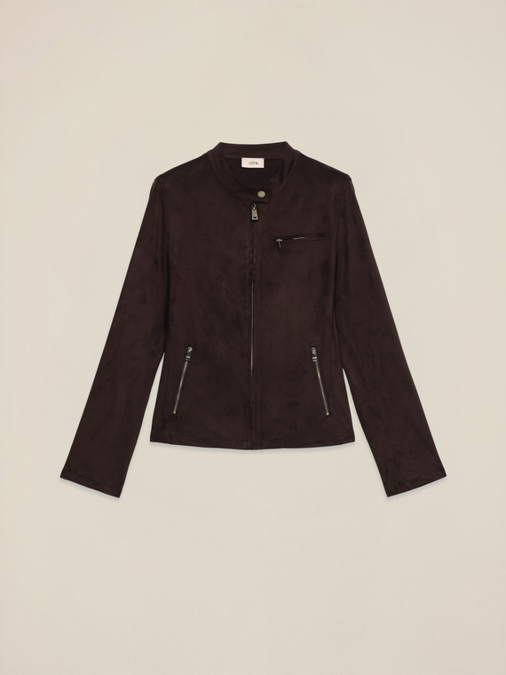 Short suede-effect jacket