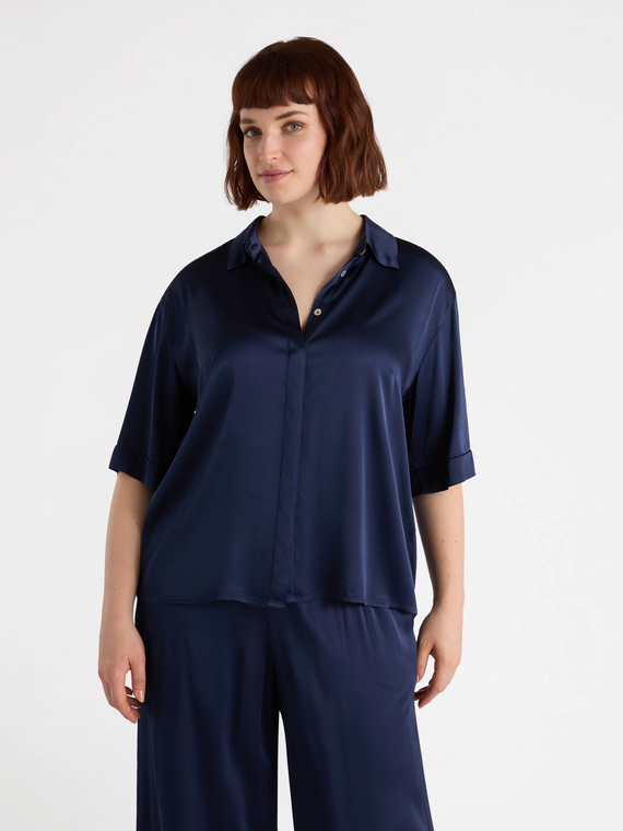 Stretch satin shirt