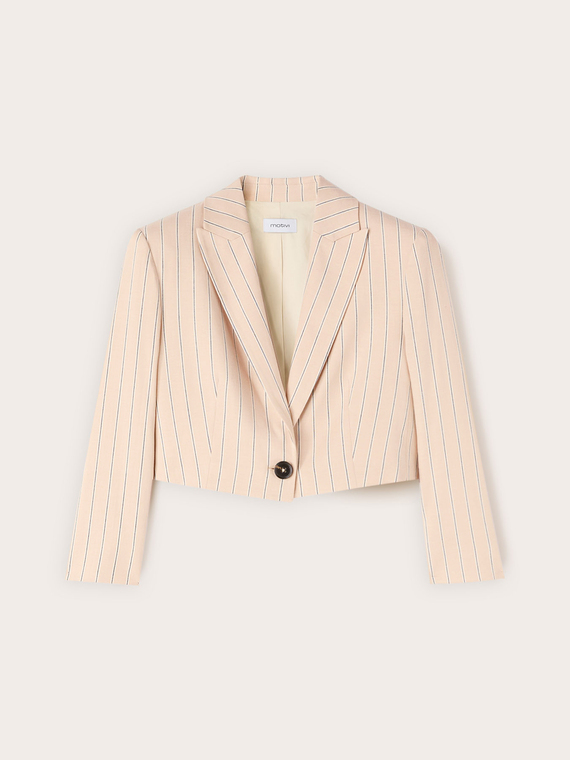Blazer spencer din amestec de in cu dungi