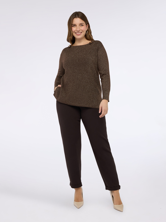 Sweater with boat neckline and buttons