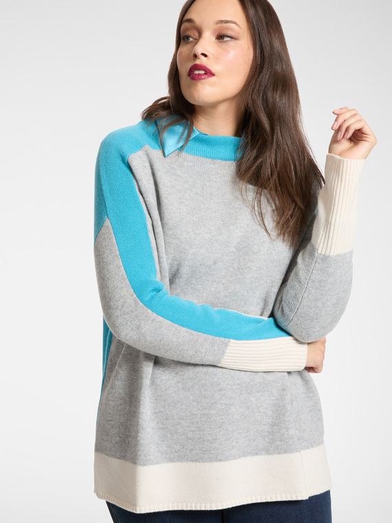 Color block wool sweater