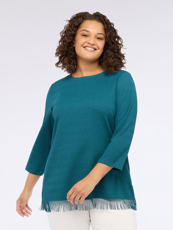 T-shirt in jersey con punti luce e frange