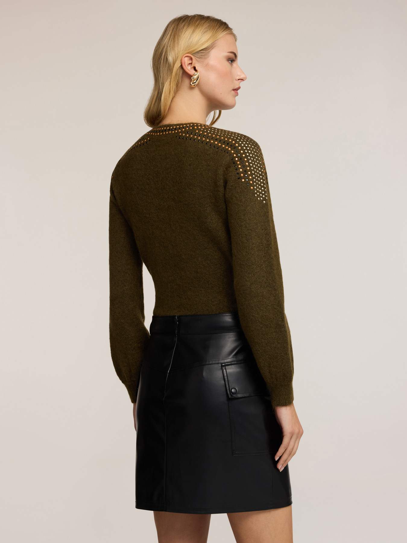 Crew neck mohair sweater with studs image number 1