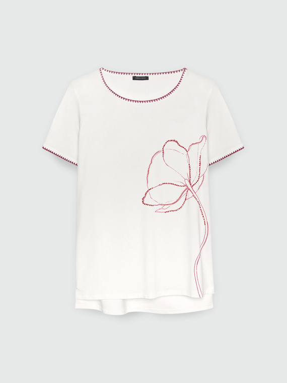 T-shirt con ricamo floreale