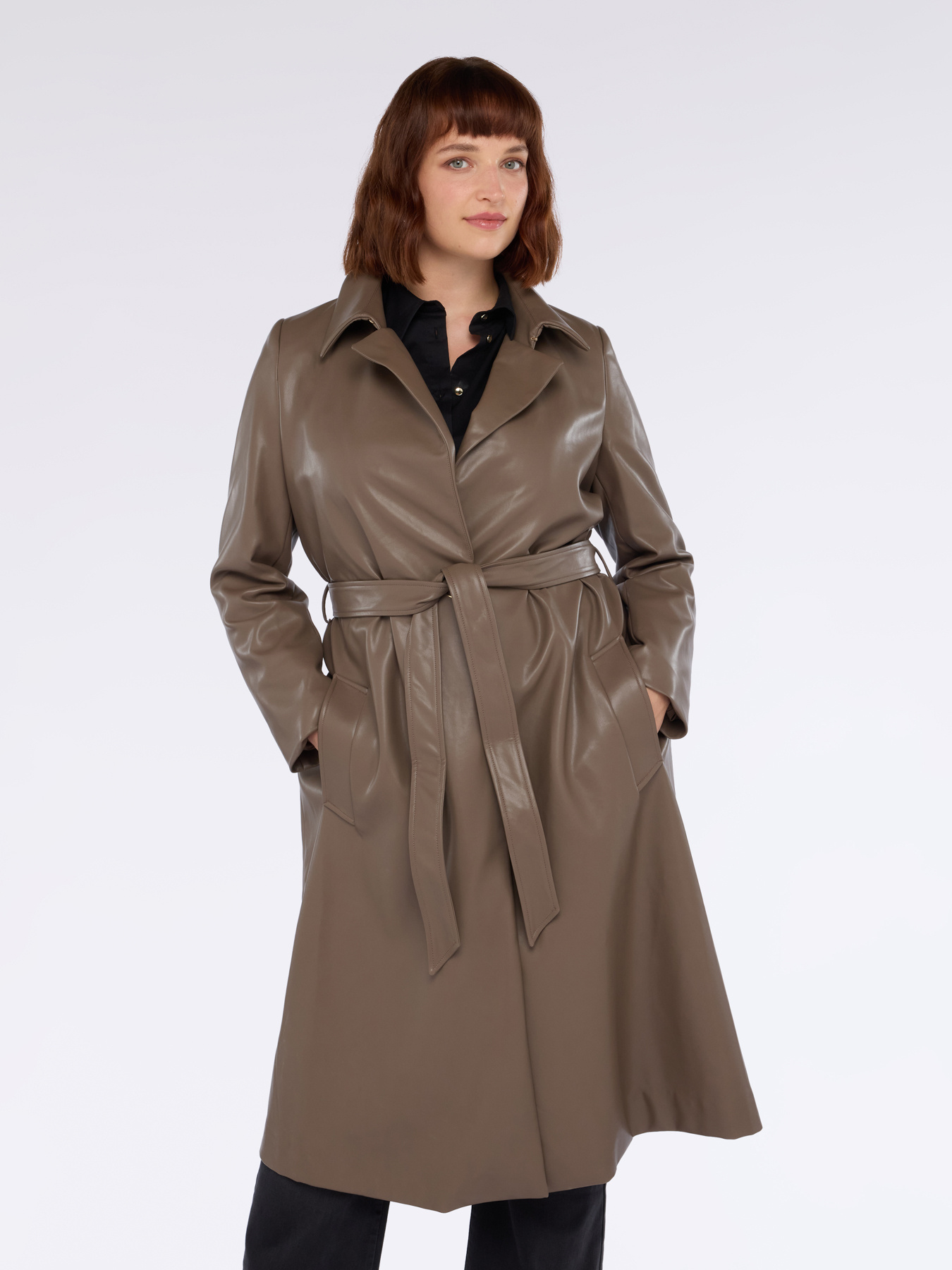 Langer Trenchcoat mit G&uuml;rtel in der Taille image number 3