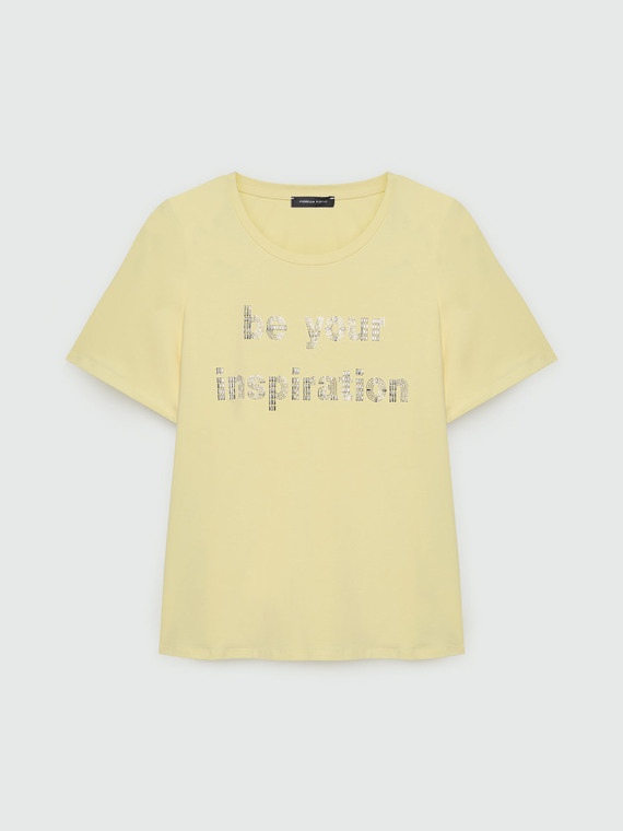 T-shirt with studded lettering