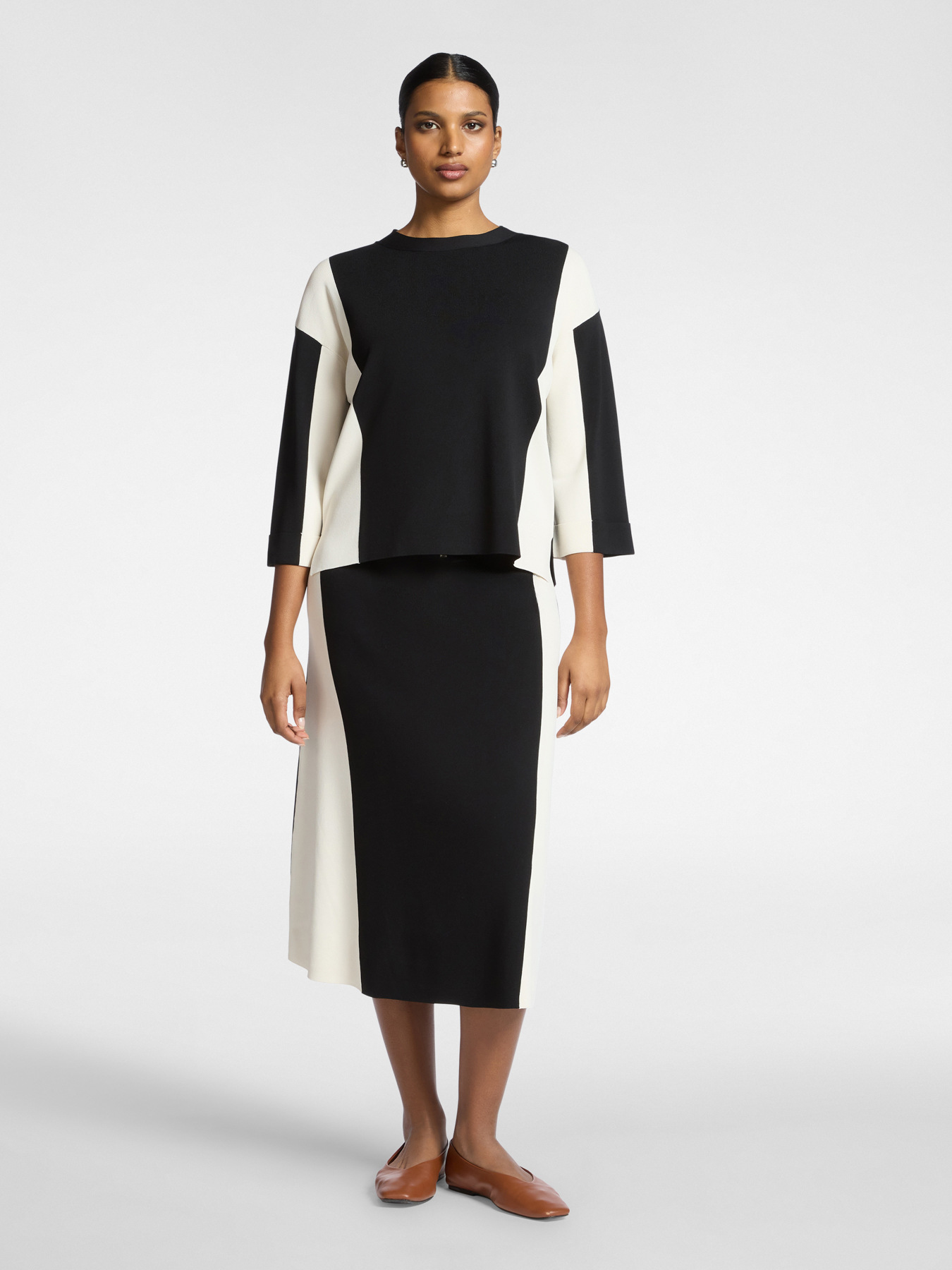 Jupe fourreau colour block en viscose image number 0