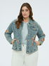 Denim jacket with floral sequin embroidery image number 0