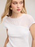 Bi-material t-shirt with draped insert image number 0