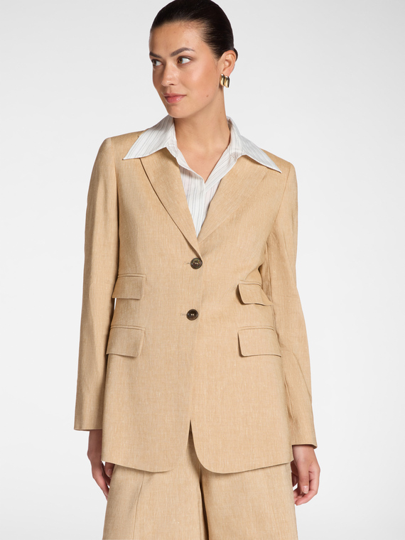Single-breasted linen blend blazer