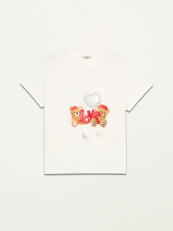 T-Shirt mit Druck und Applikationen
