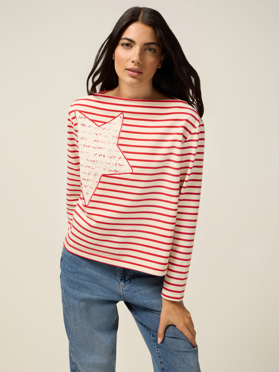Striped sweatshirt with patch