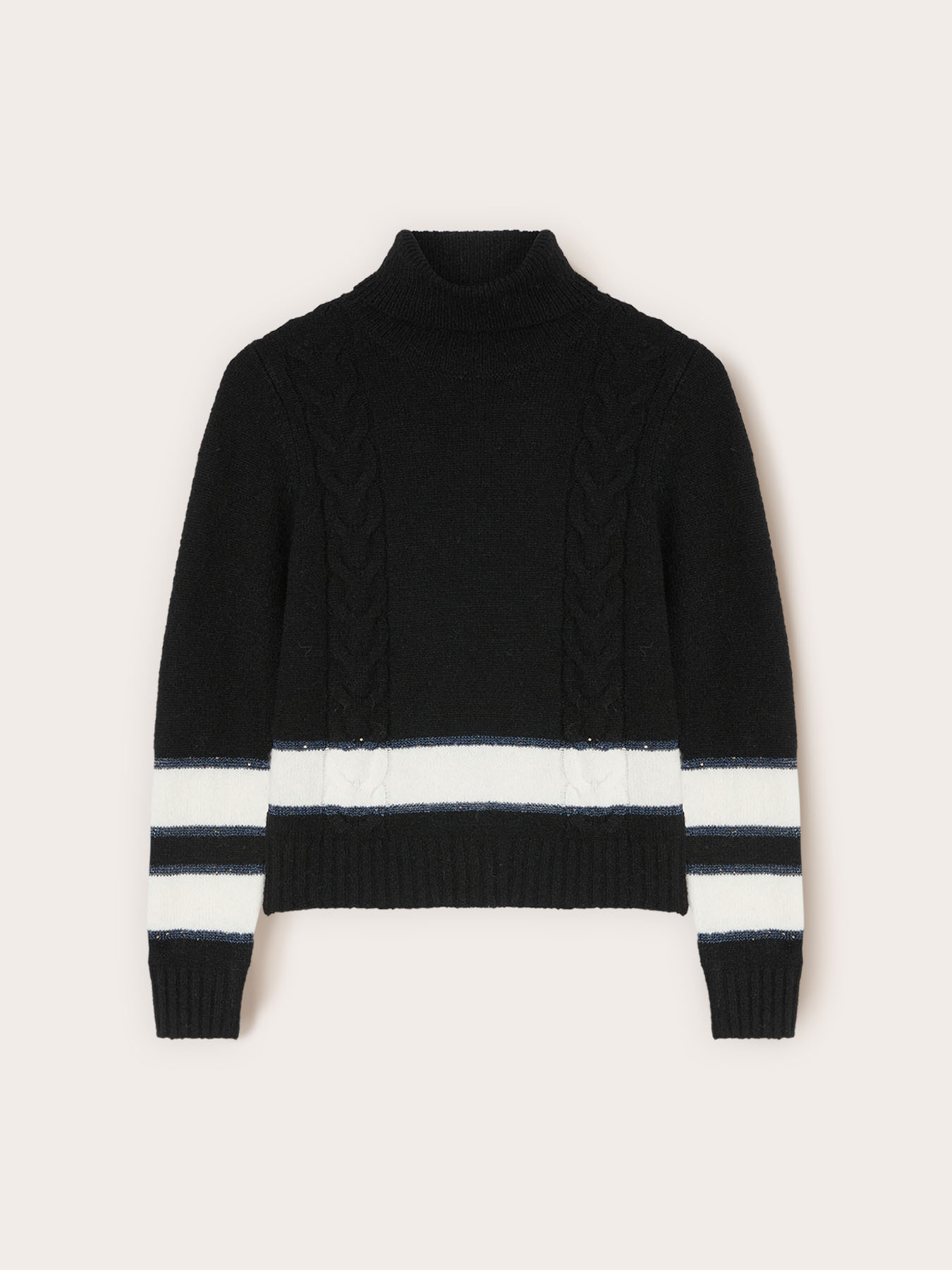 Zopfmuster-Rollkragenpullover aus Wollmischung image number 4