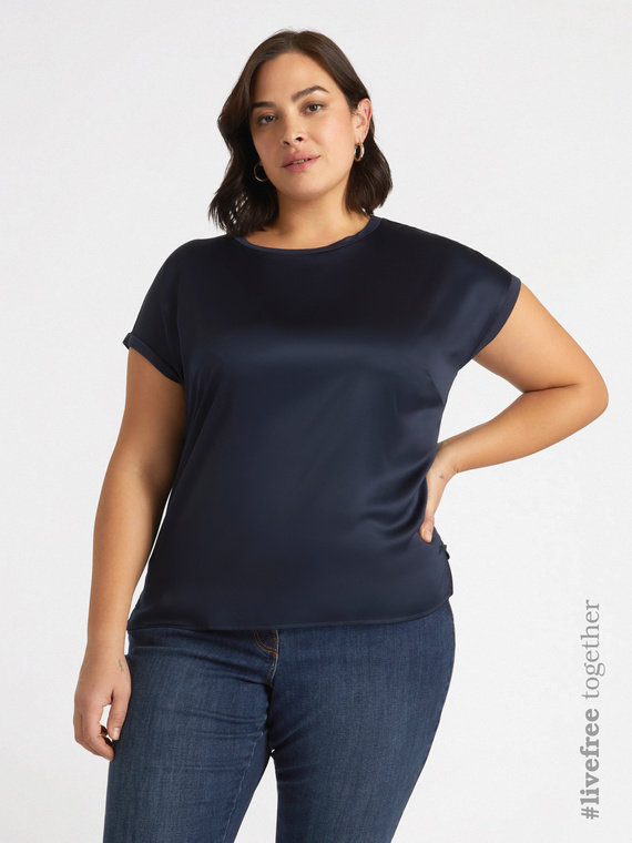 Bluse aus Satin und Jersey