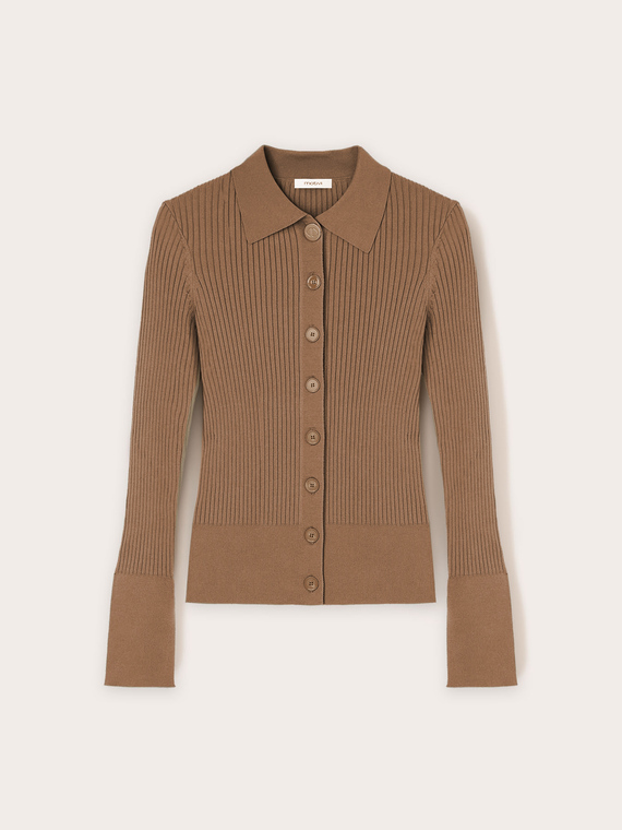 Cardigan a coste con colletto
