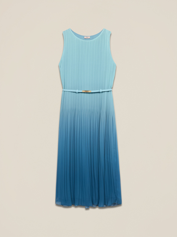 Ombre pleated midi dress