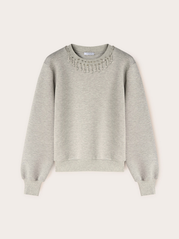Scuba sweatshirt with stone embroidery