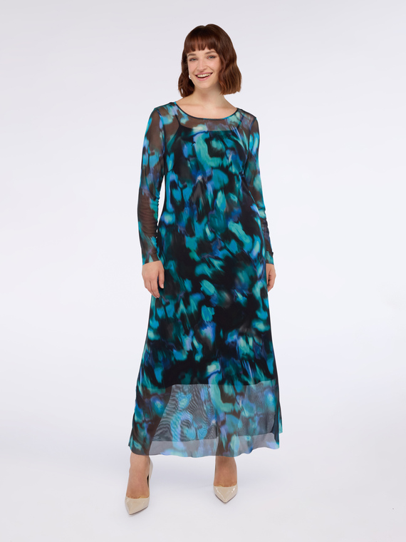 Long tulle dress with gradient print