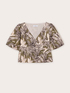 Top peplum cu mâneci scurte, cu model jungle image number 4