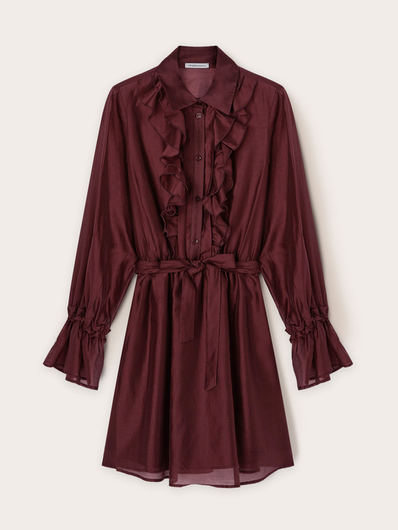 Vestito chemisier in voile con volants