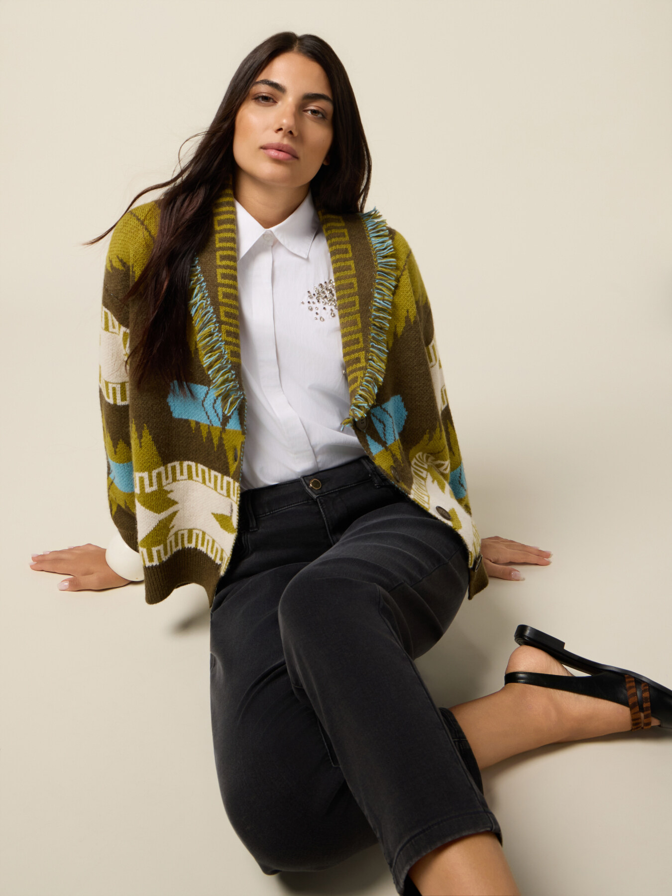 Cardigan a lavorazione ikat image number 3