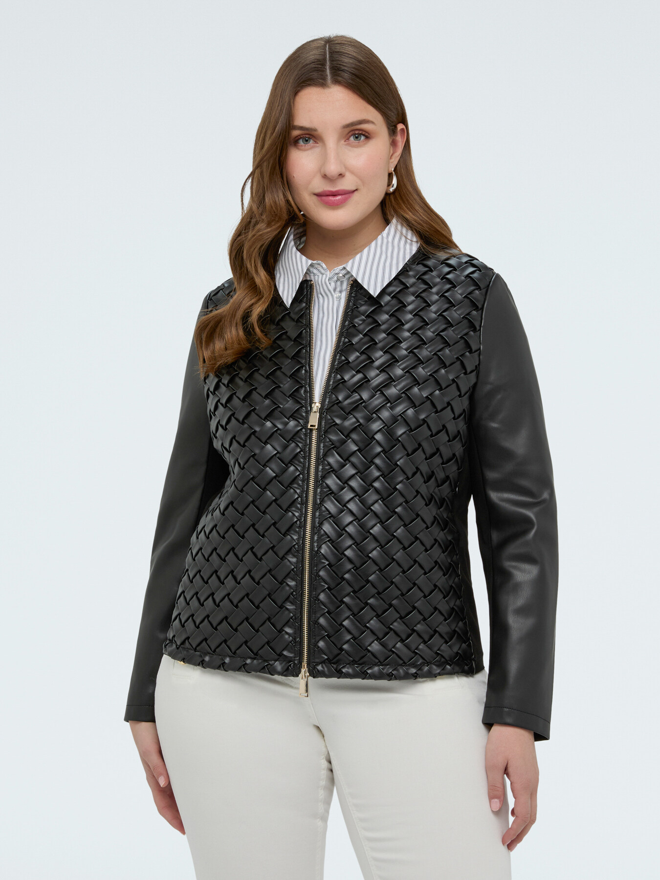 Giacca biker con lavorazione intrecciata image number 2