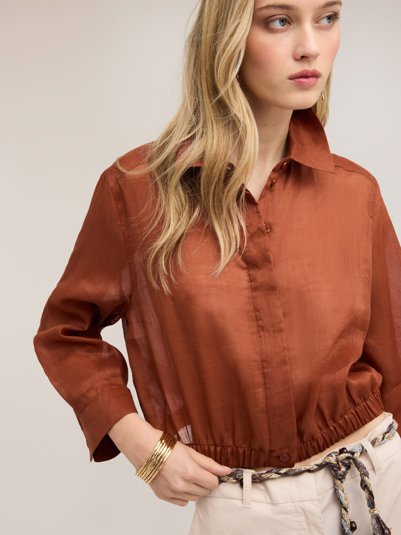 Chemise courte en mousseline de ramie image number 0