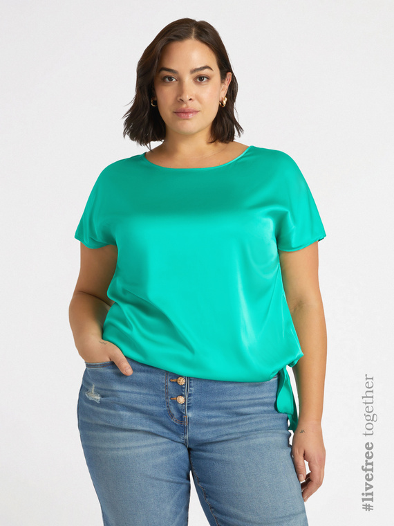 LENZING™ ECOVERO™ viscose blouse with knot at the hem
