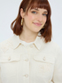 Shacket shirt with floral embroidery image number 0