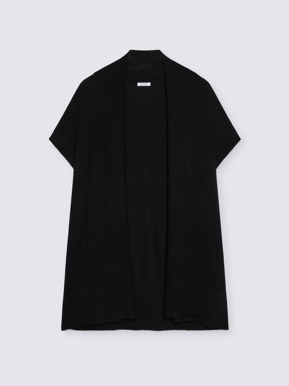Long fine knit cardigan with short sleeves