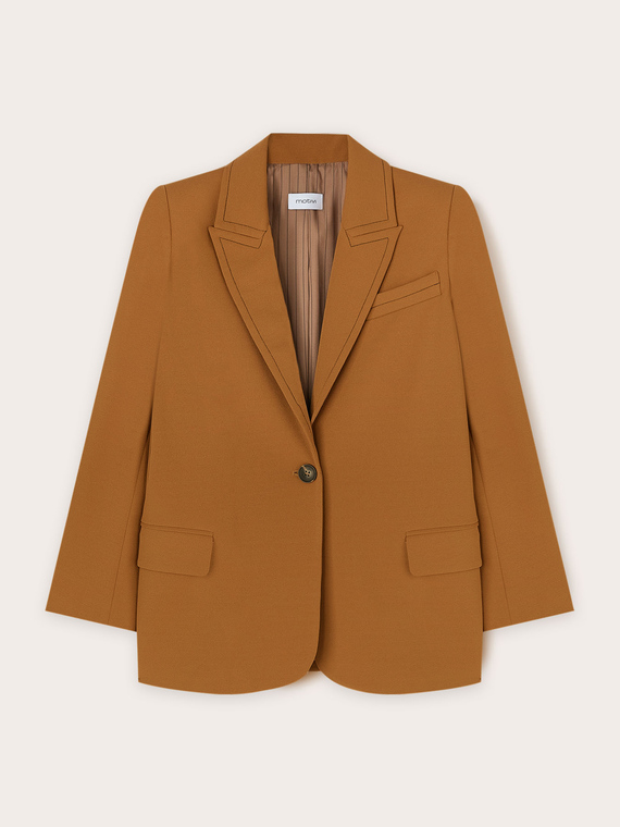 Single-breasted jacket with contrasting stitching