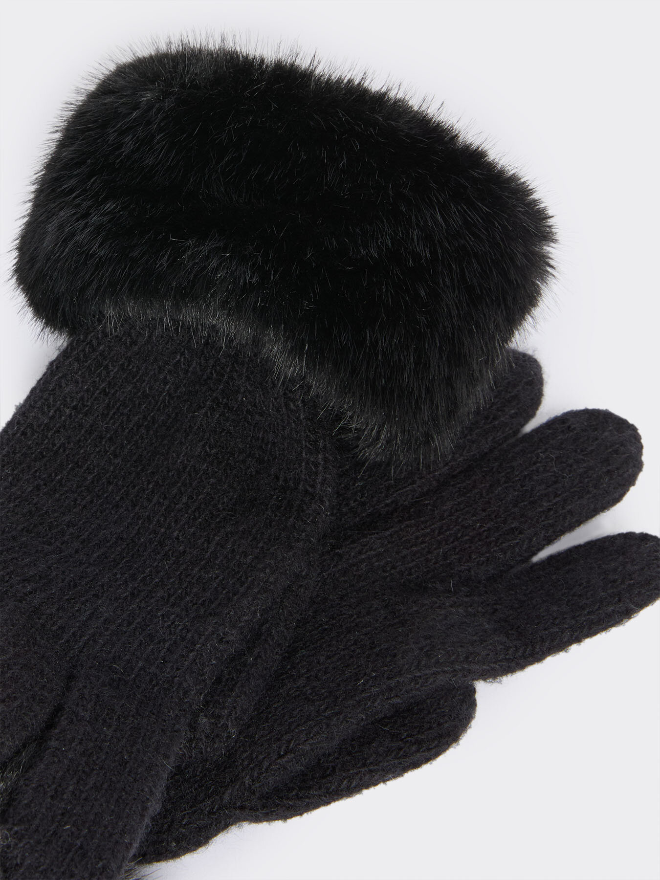 Gloves with faux fur trim image number 2