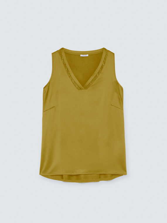 V-neck top with lace detail