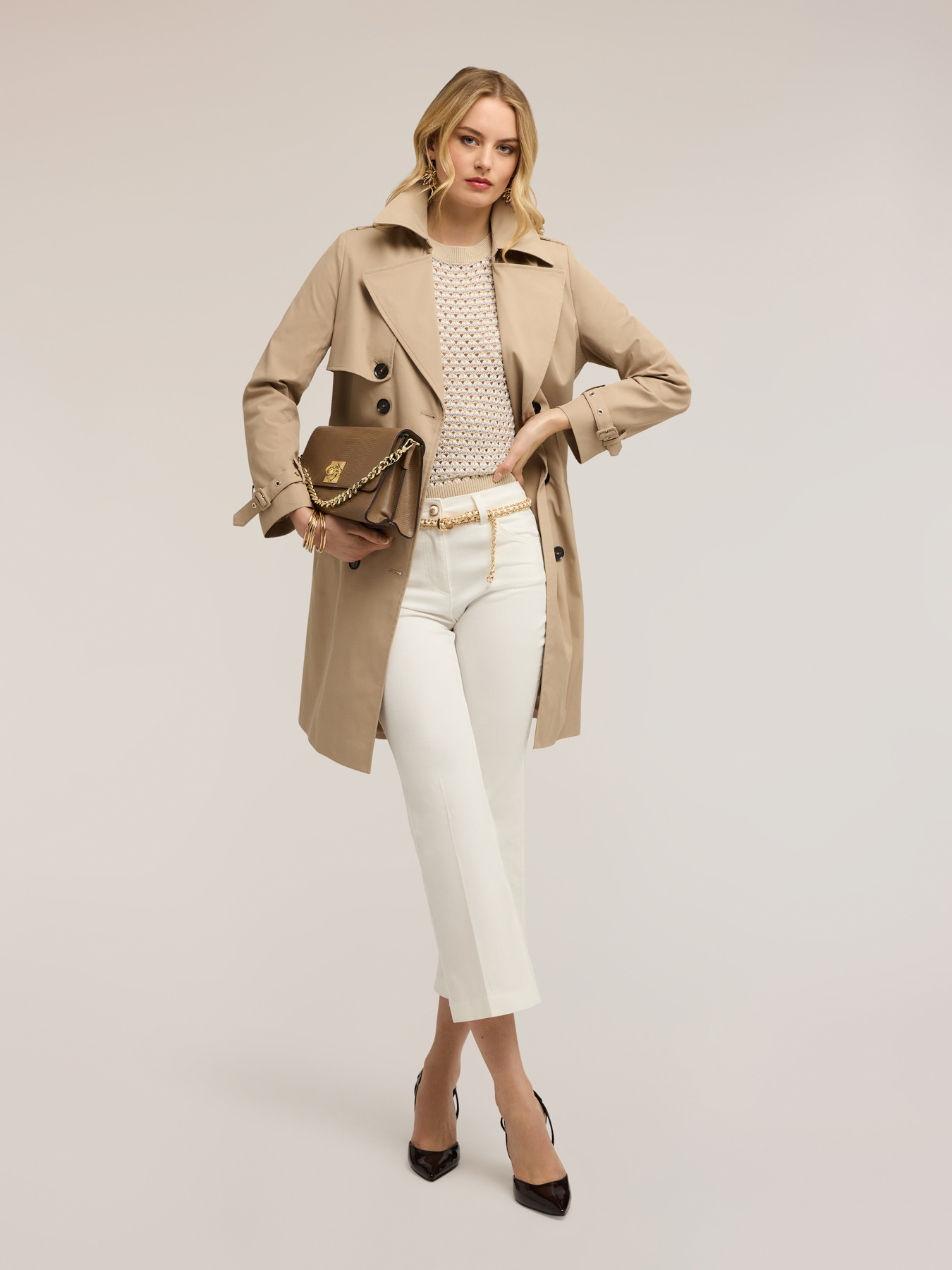 Double-breasted taffeta trench coat image number 3