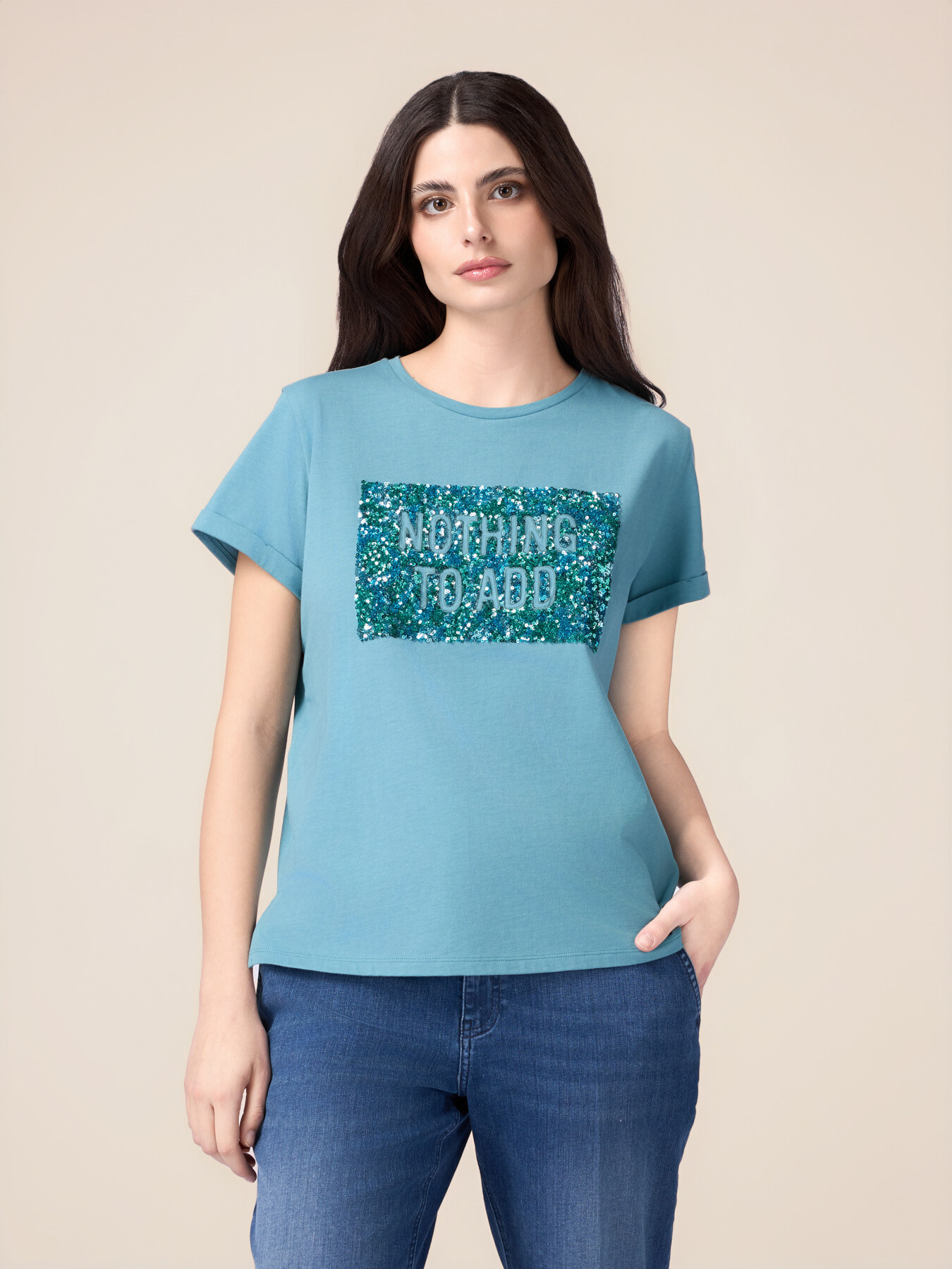 Camiseta con bordado de lentejuelas image number 0