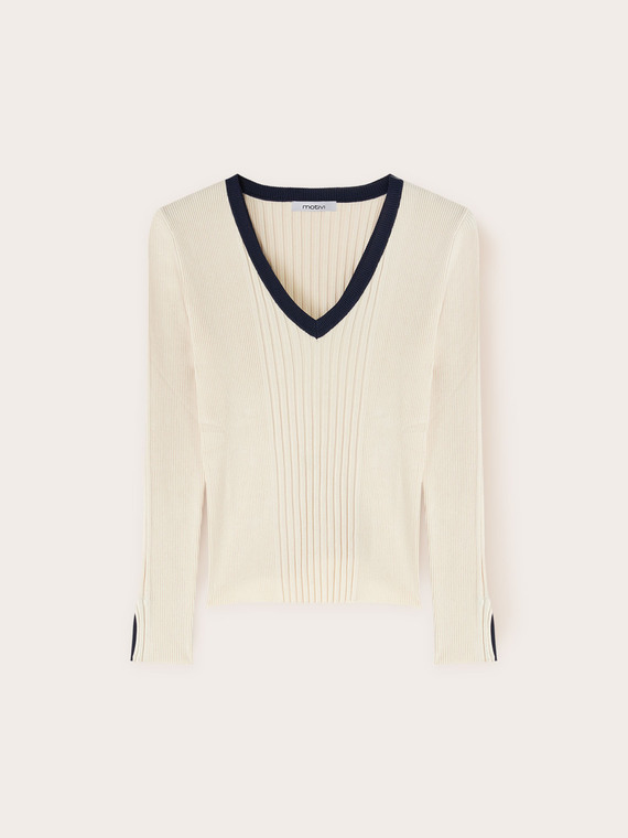 Maglia bicolor a coste