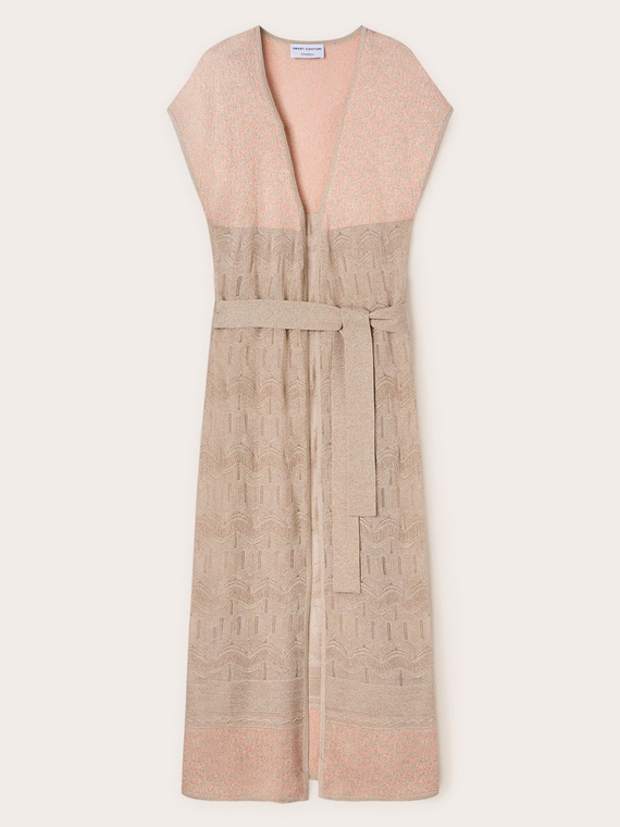 Cardigan lungo in maglia lavorata lurex