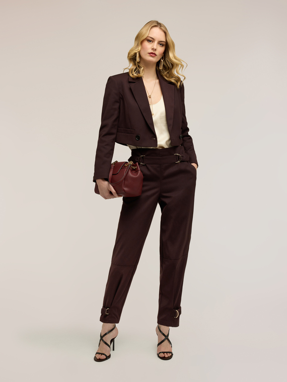 Polyviscose trousers with straps