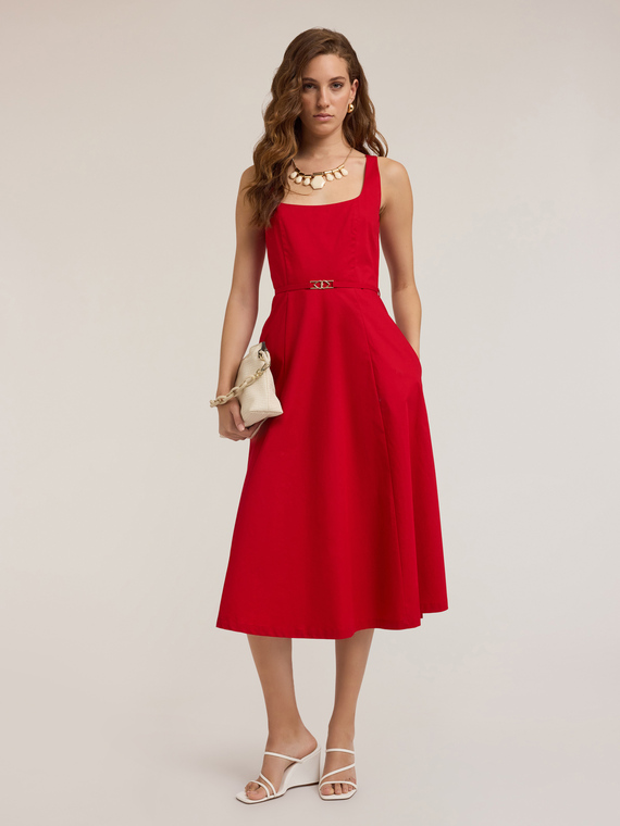 Robe mi-longue en popeline